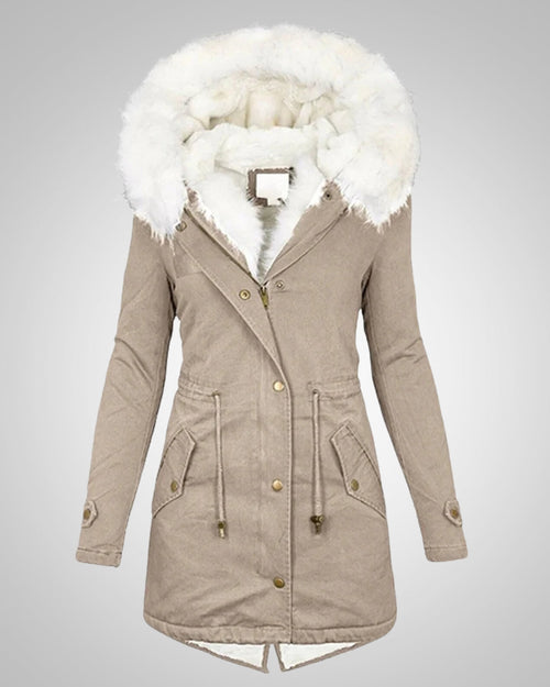 Abrigo de invierno cálido con forro para mujer