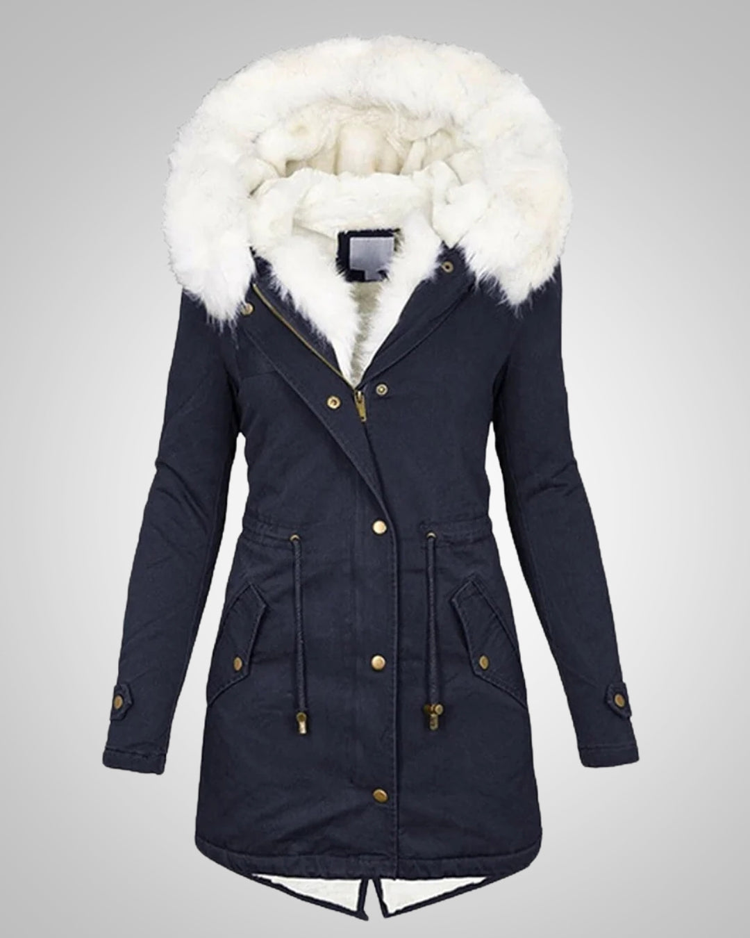 Abrigo de invierno cálido con forro para mujer