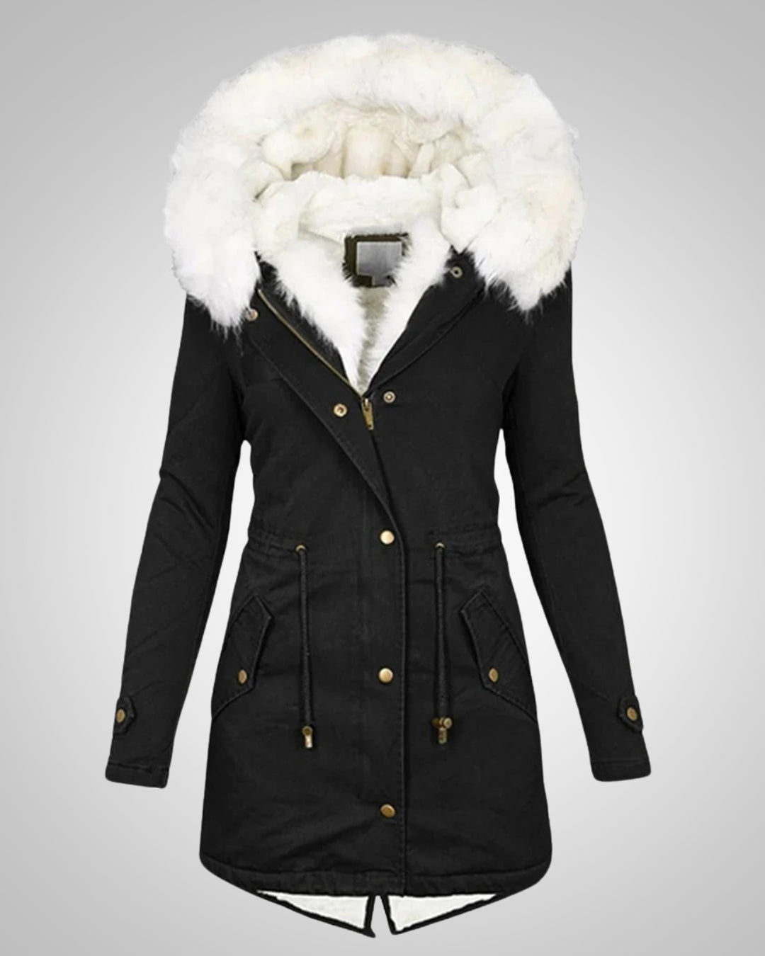 Abrigo de invierno cálido con forro para mujer