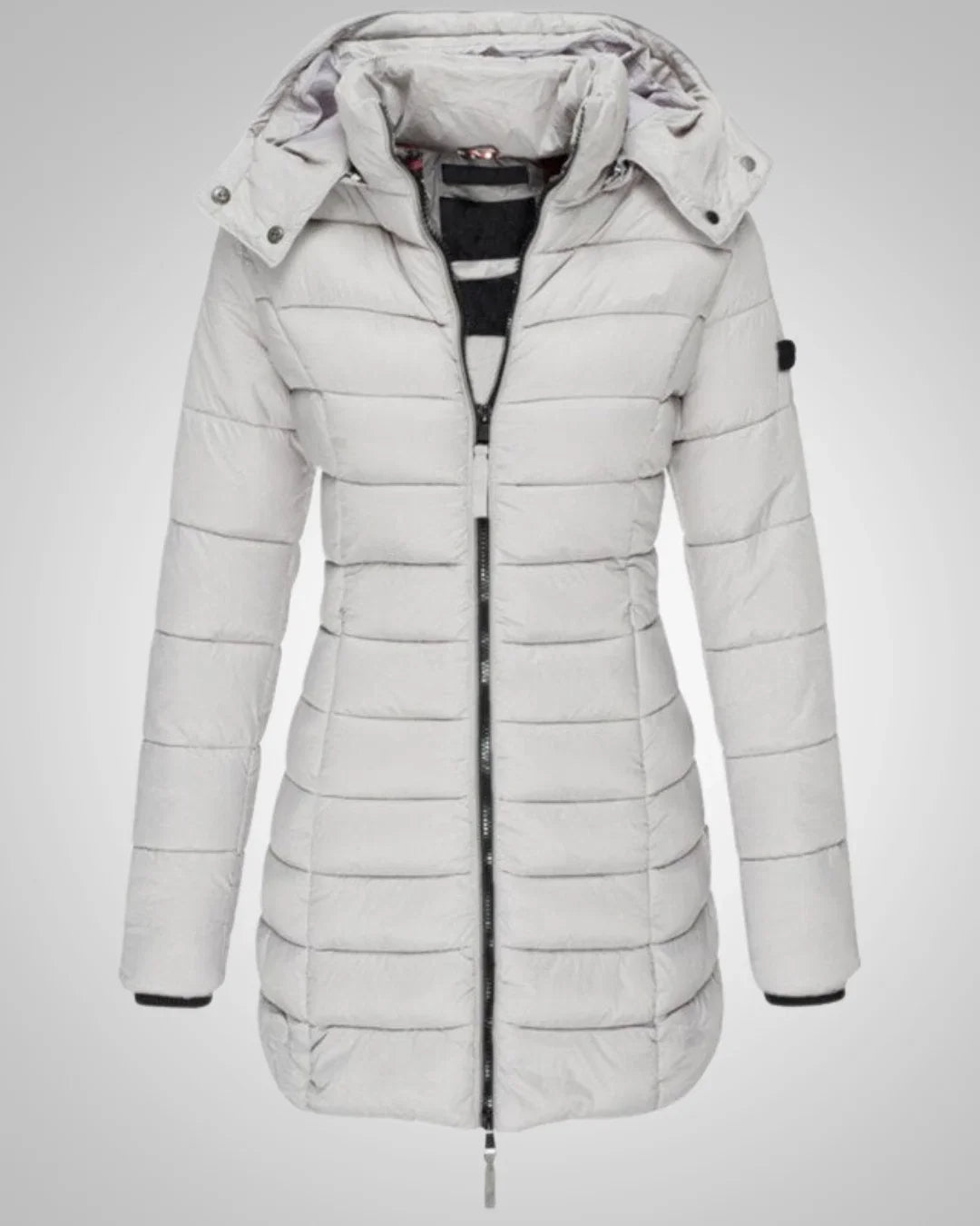 Chaqueta elegante de plumón de invierno con capucha para mujer