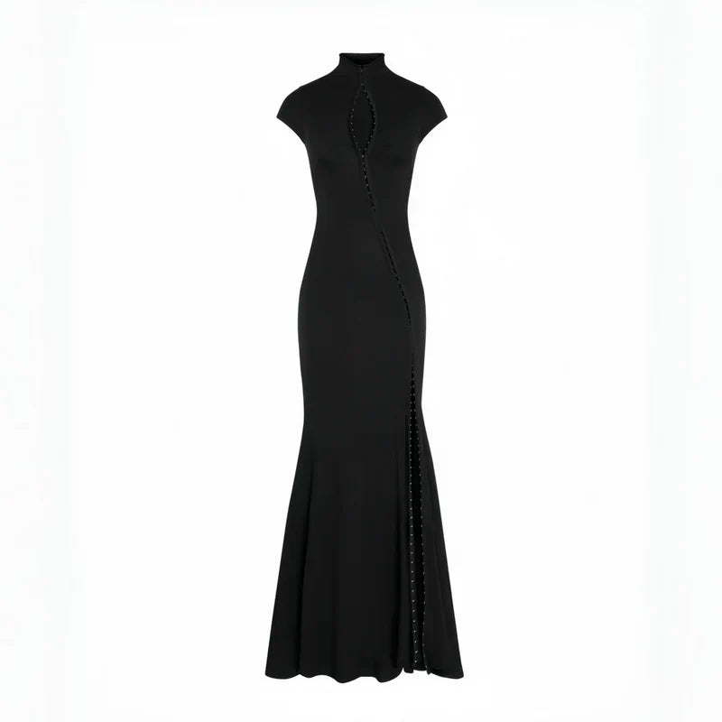 Andrea - Vestido maxi negro con abertura