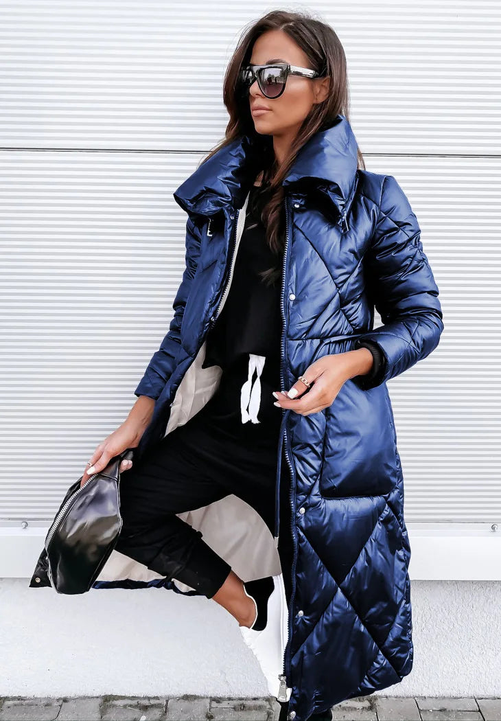 Chaqueta de invierno acolchada con puños de canalé para mujer