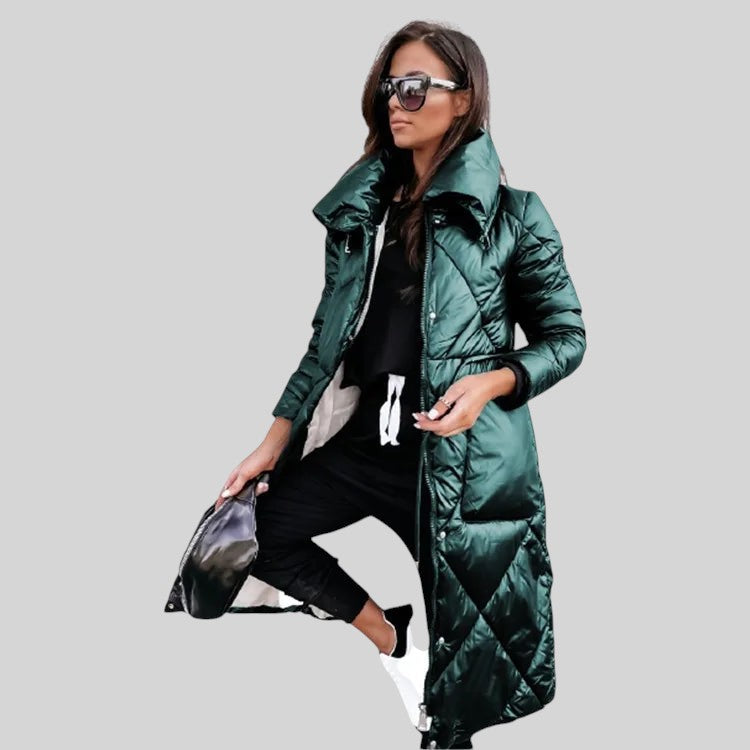 Chaqueta de invierno acolchada con puños de canalé para mujer