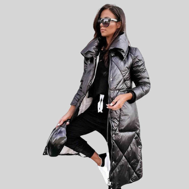 Chaqueta de invierno acolchada con puños de canalé para mujer