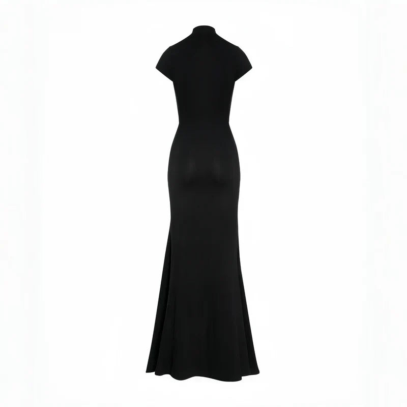 Andrea - Vestido maxi negro con abertura