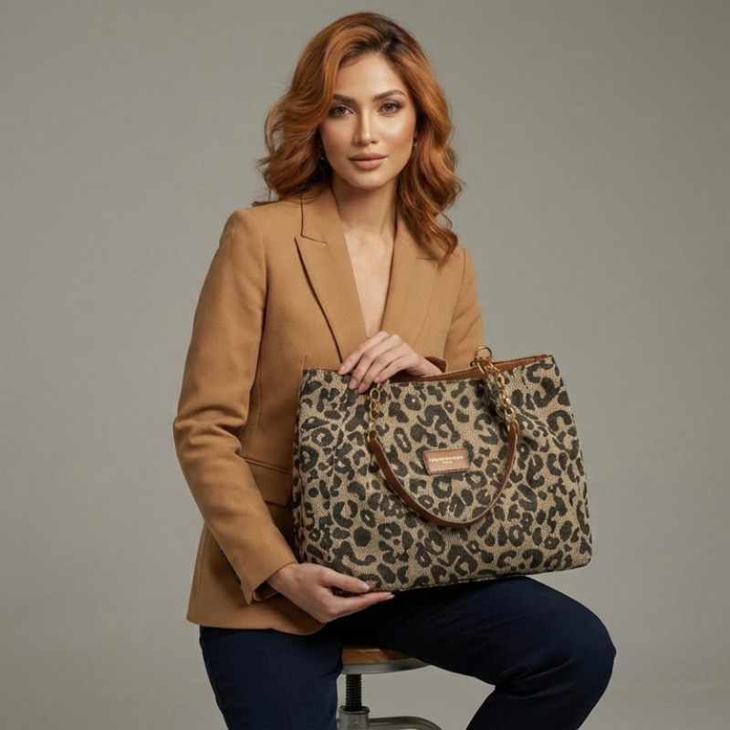 Olivia - Bolso de lona de leopardo