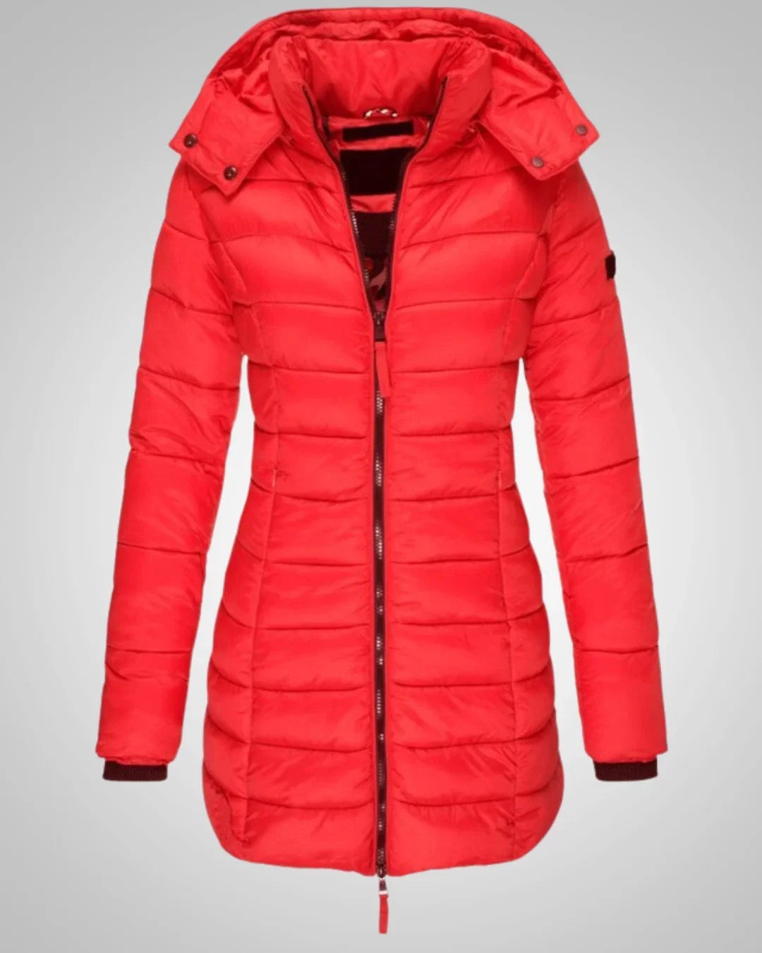 Chaqueta elegante de plumón de invierno con capucha para mujer