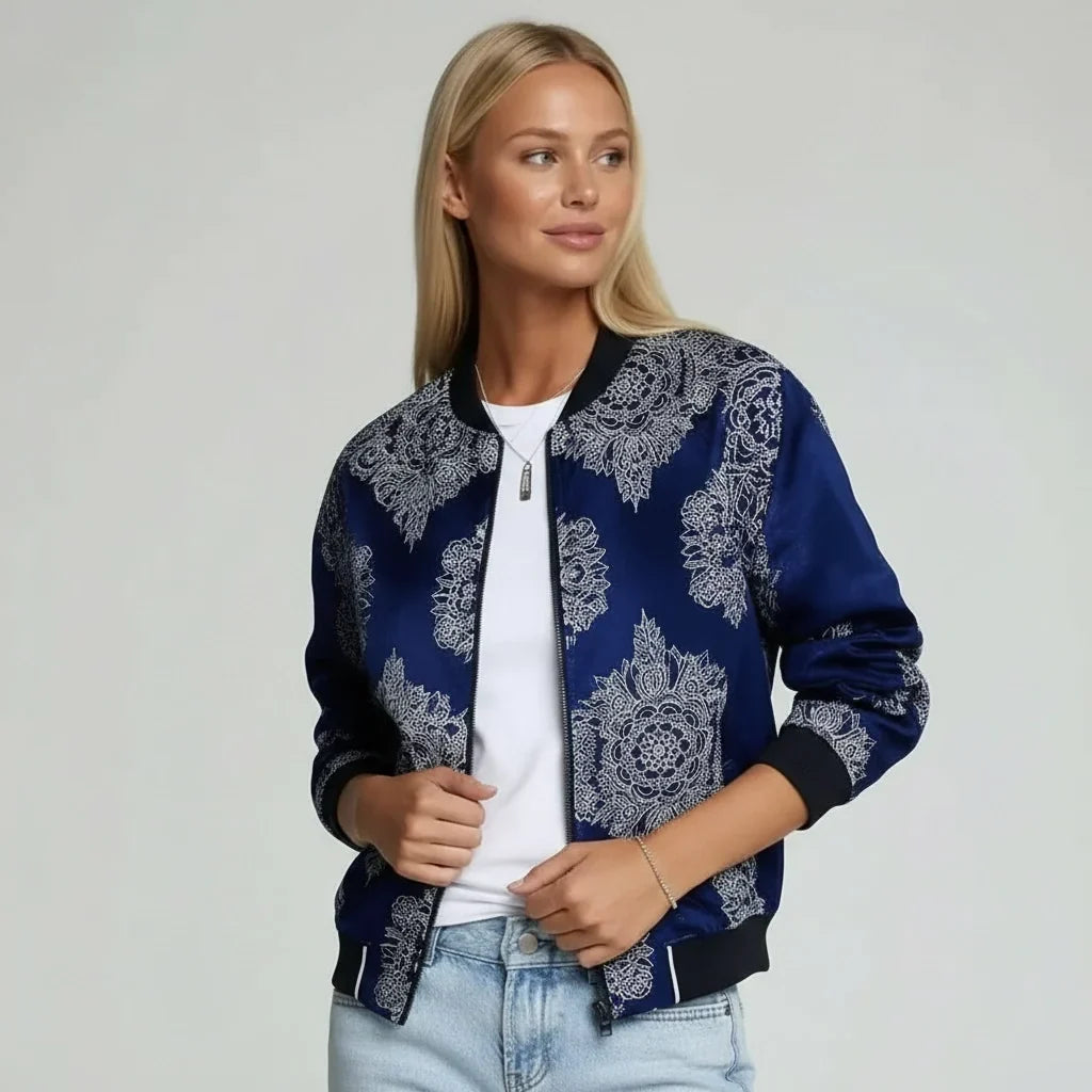 Stefanie | Chaqueta bomber informal bordada para mujer