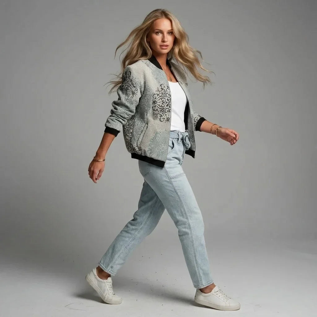 Stefanie | Chaqueta bomber informal bordada para mujer