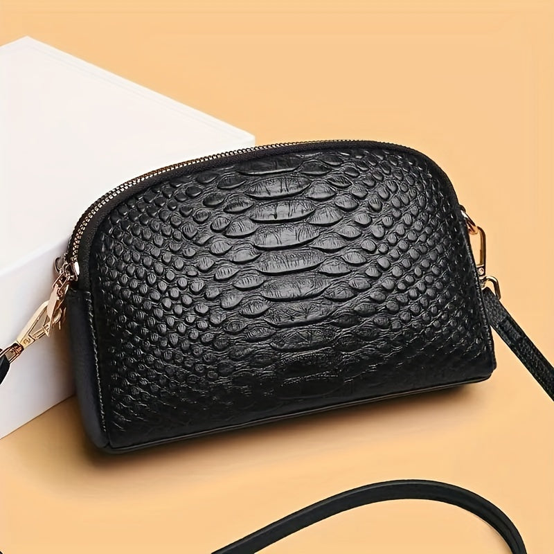 Elegancia pura de Vivienne | Bolso bandolera con relieve de cocodrilo