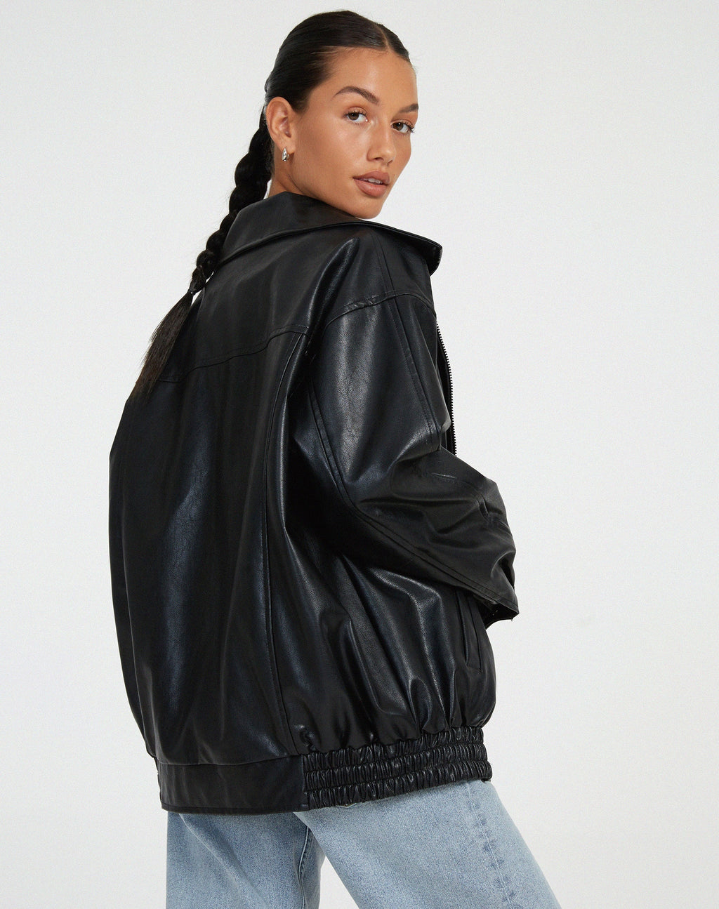 Vera | Chaqueta holgada de cuero vegano de estilo vintage para mujer