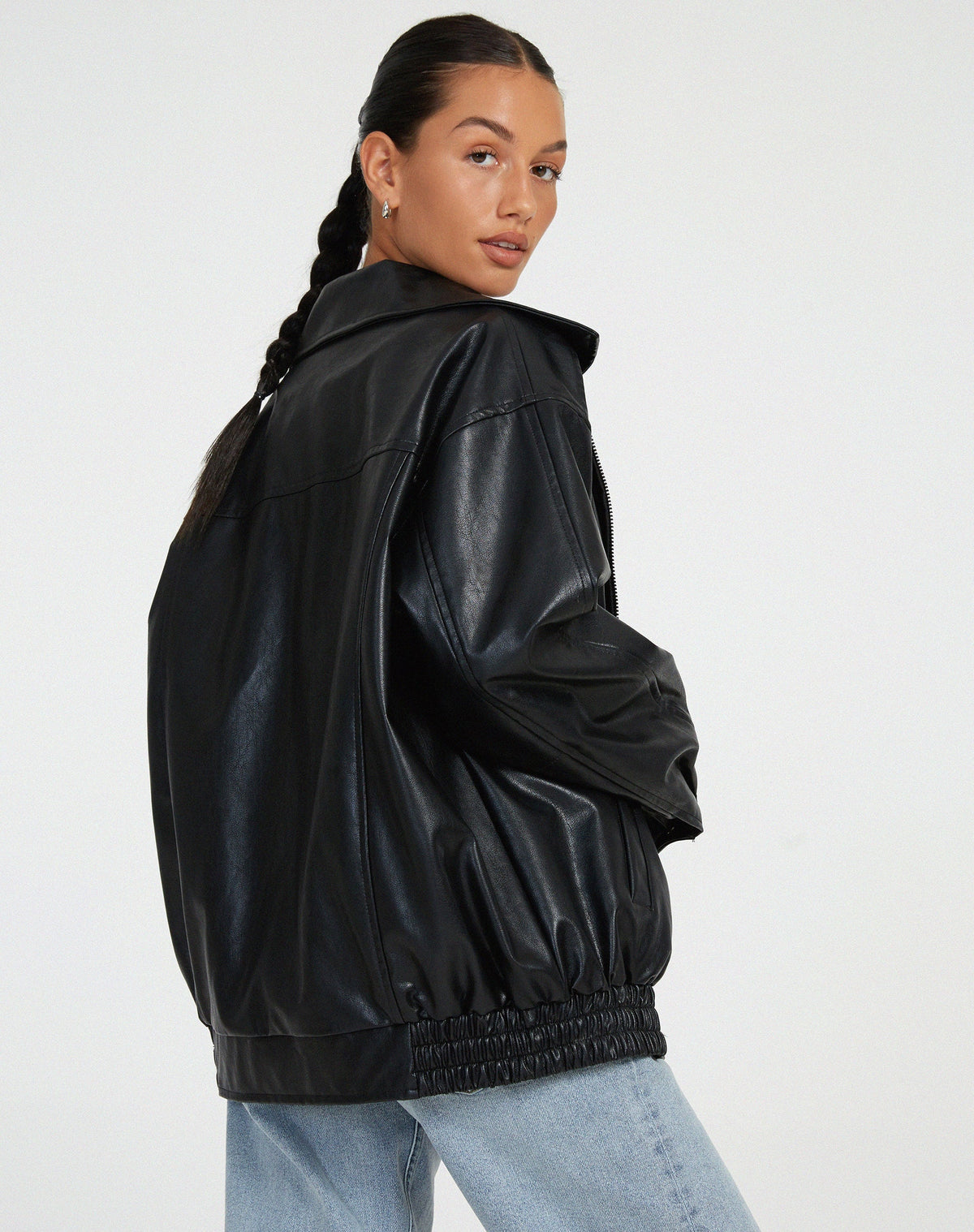 Vera | Chaqueta holgada de cuero vegano de estilo vintage para mujer