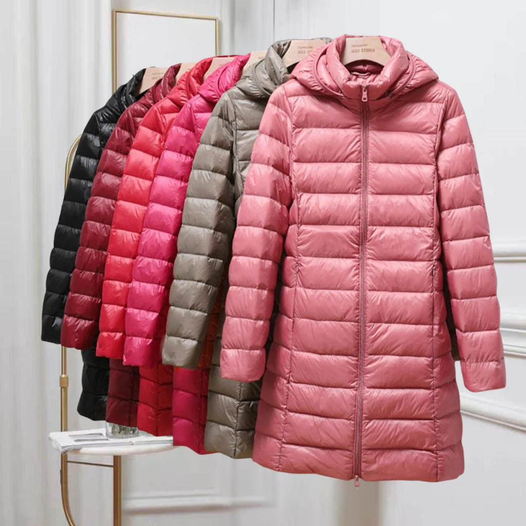 Zoey | Chaqueta larga acolchada con capucha para mujer