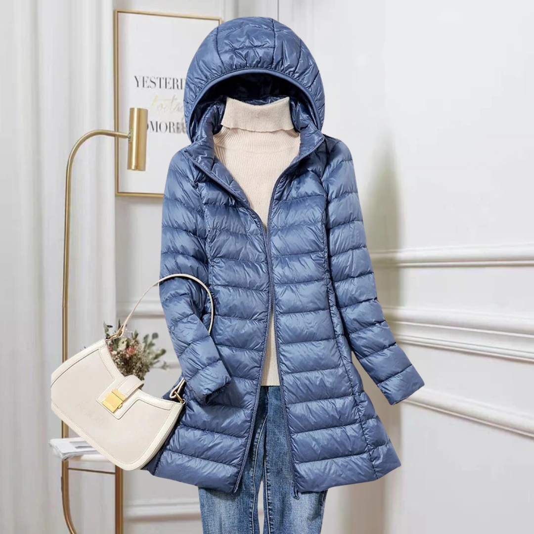Zoey | Chaqueta larga acolchada con capucha para mujer