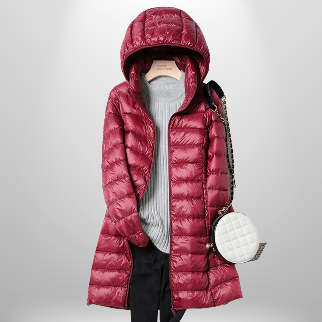 Zoey | Chaqueta larga acolchada con capucha para mujer