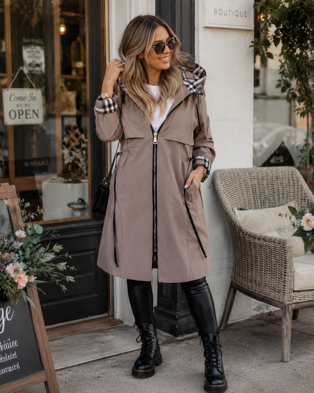 Nadine | Gabardina informal con capucha para mujer