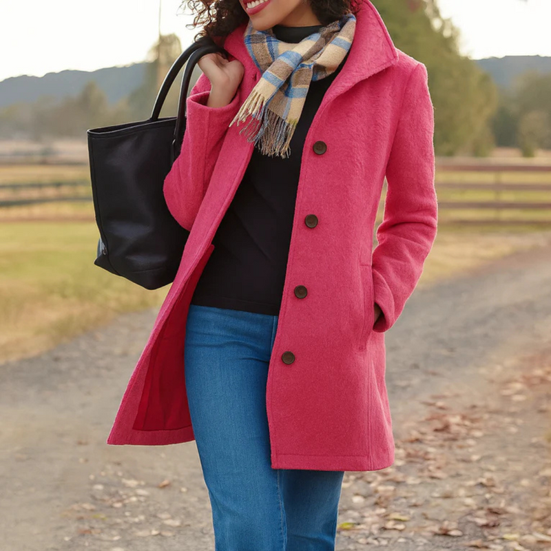 Miranda | Abrigo elegante de cuello alto con botones para mujer