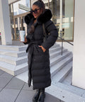 Chaqueta acolchada de invierno con cinturón para mujer