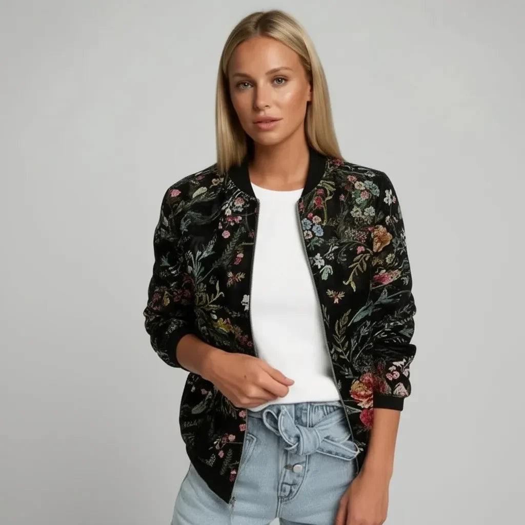 Stefanie | Chaqueta bomber informal bordada para mujer