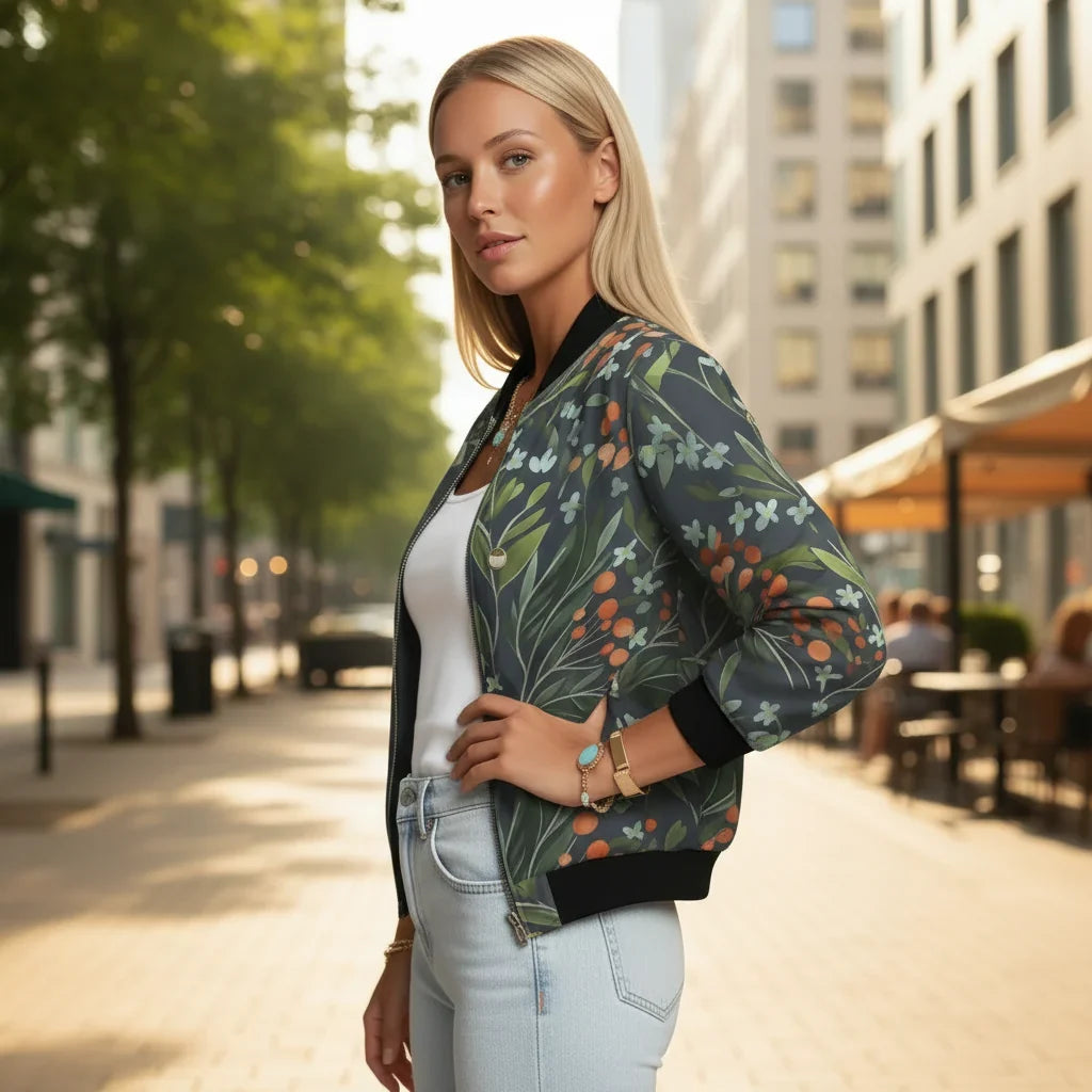 Stefanie | Chaqueta bomber informal bordada para mujer