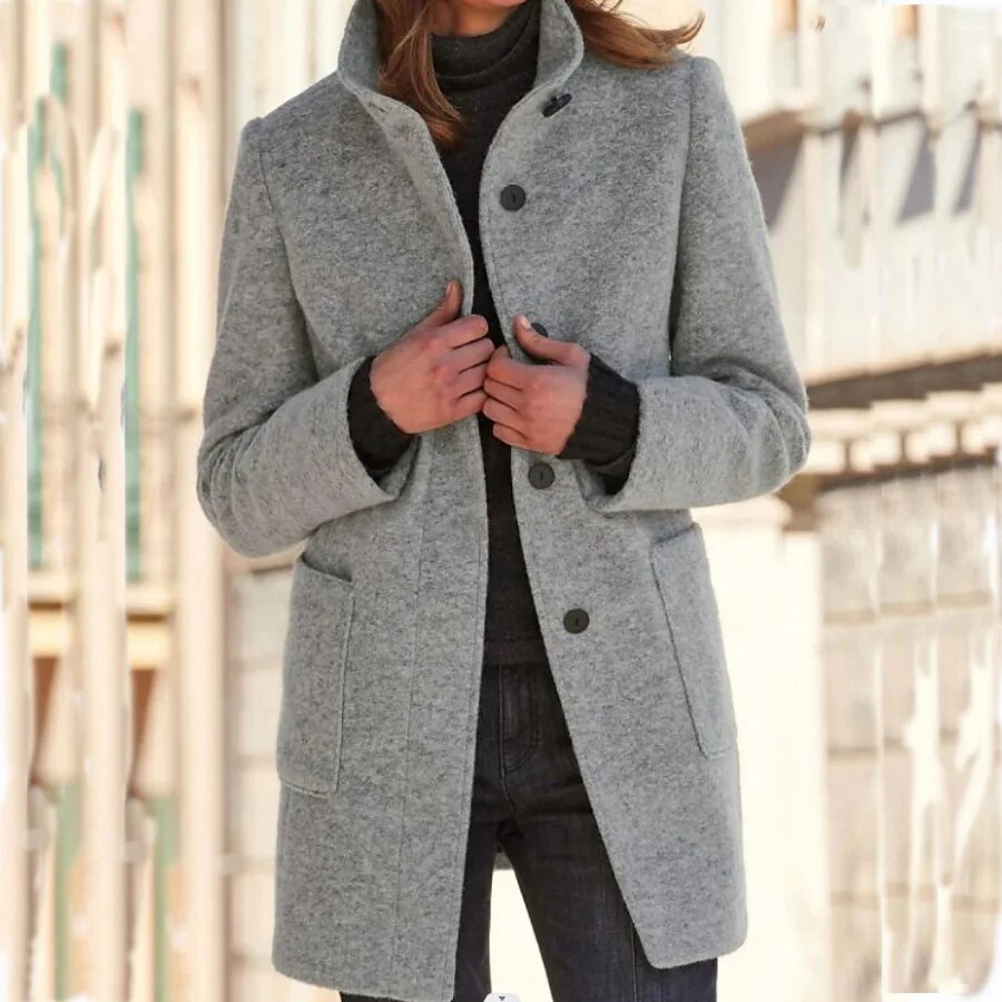Abrigo elegante de lana de invierno para mujer