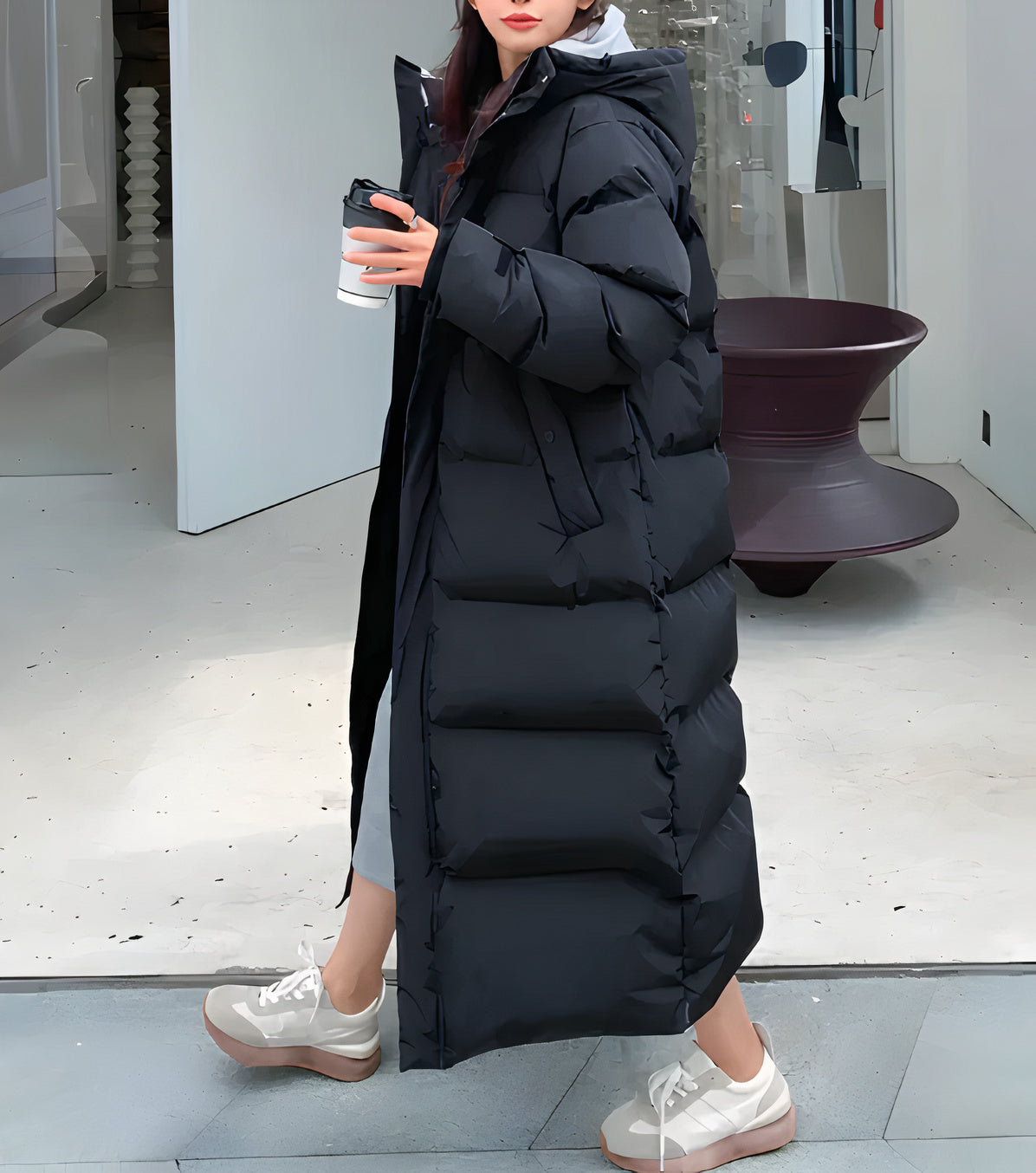 Chaqueta larga de plumón de invierno para mujer
