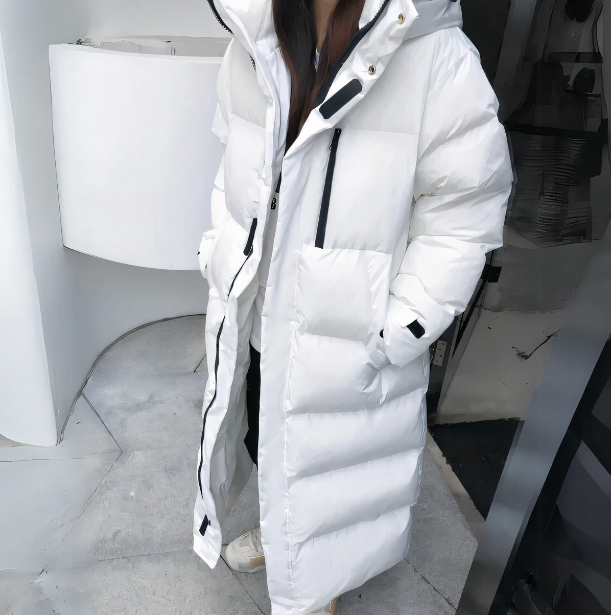 Chaqueta larga de plumón de invierno para mujer