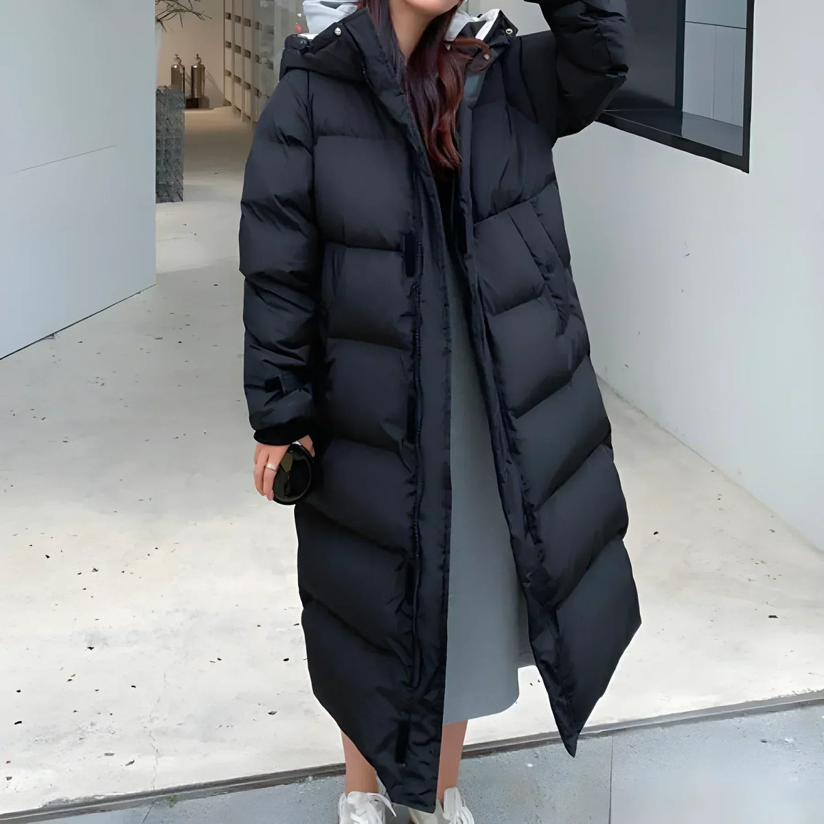 Chaqueta larga de plumón de invierno para mujer