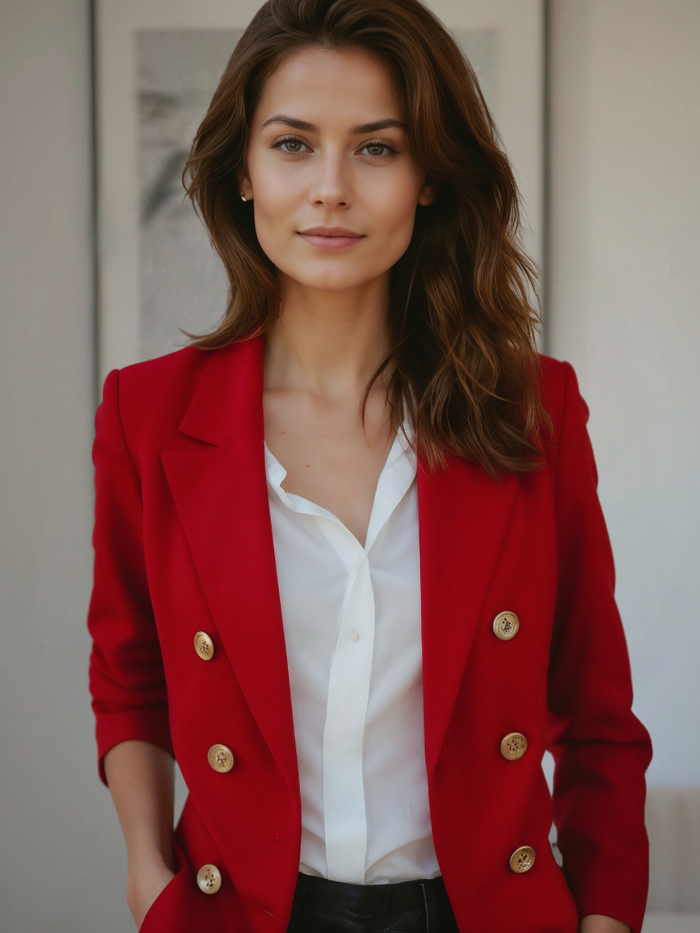 Alessia | Blazer de doble botonadura con botones dorados para mujer