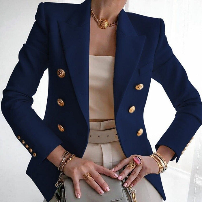 Alessia | Blazer de doble botonadura con botones dorados para mujer