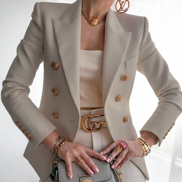 Alessia | Blazer de doble botonadura con botones dorados para mujer