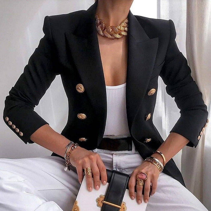 Alessia | Blazer de doble botonadura con botones dorados para mujer