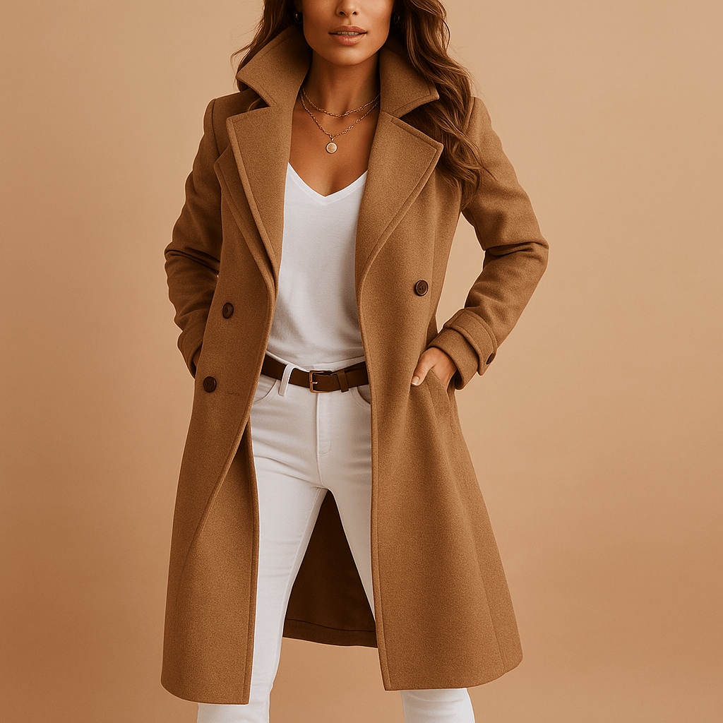 Haya | Abrigo largo elegante con botonadura para mujer