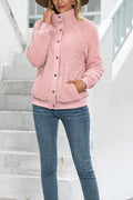 Edith | Chaqueta suave de borreguito de manga larga con botones para mujer