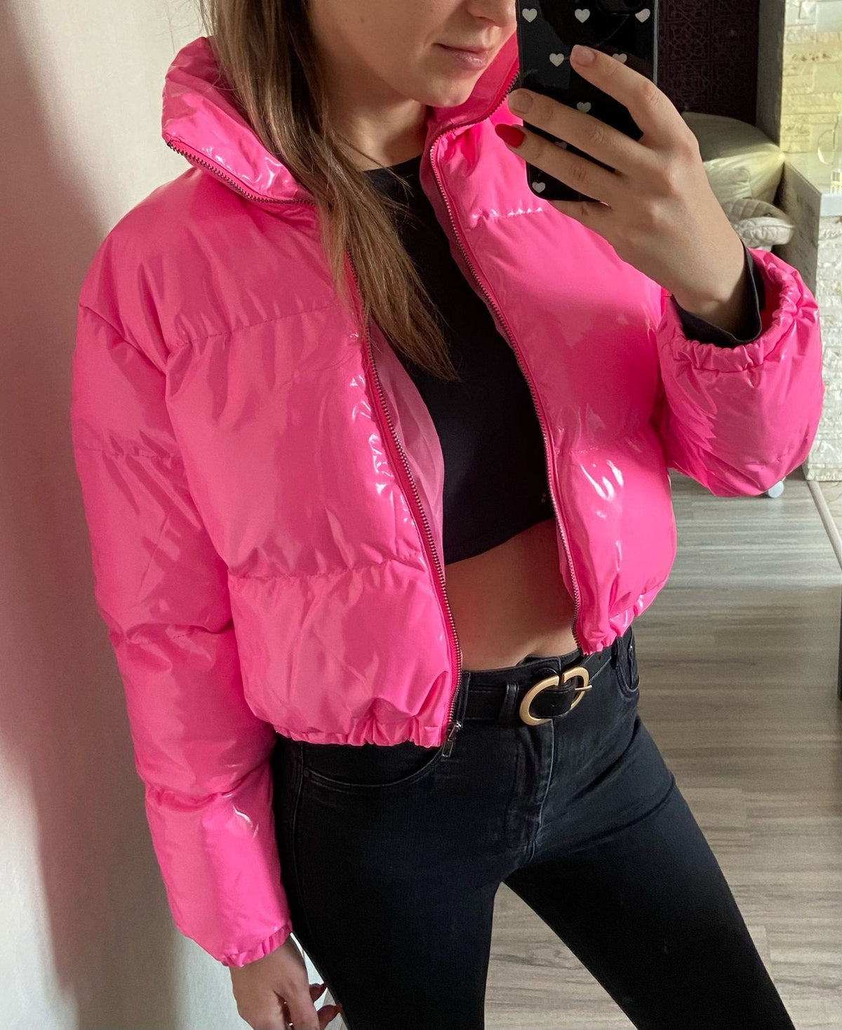 Chaqueta corta acolchada de invierno para mujer