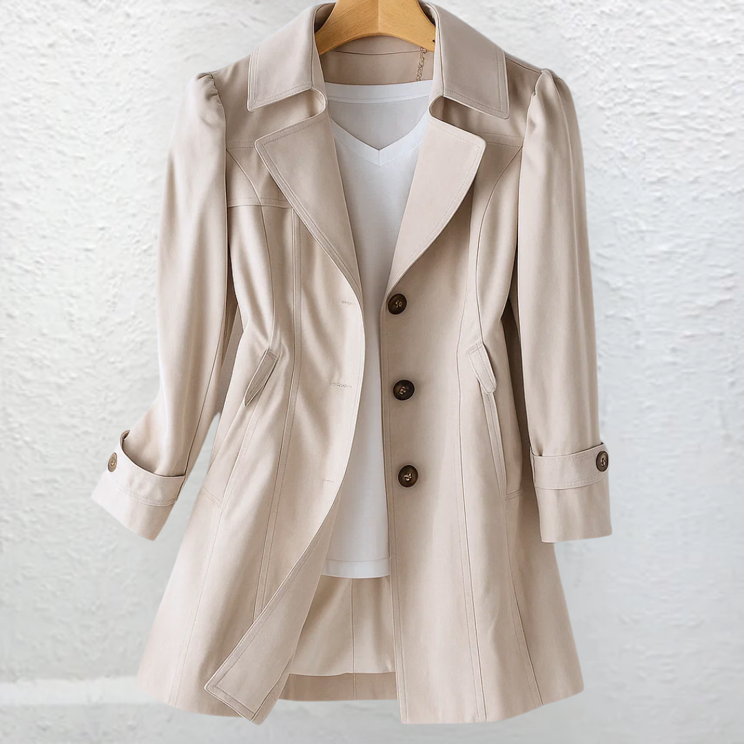 Fiona | Gabardina clásica con botonadura para mujer