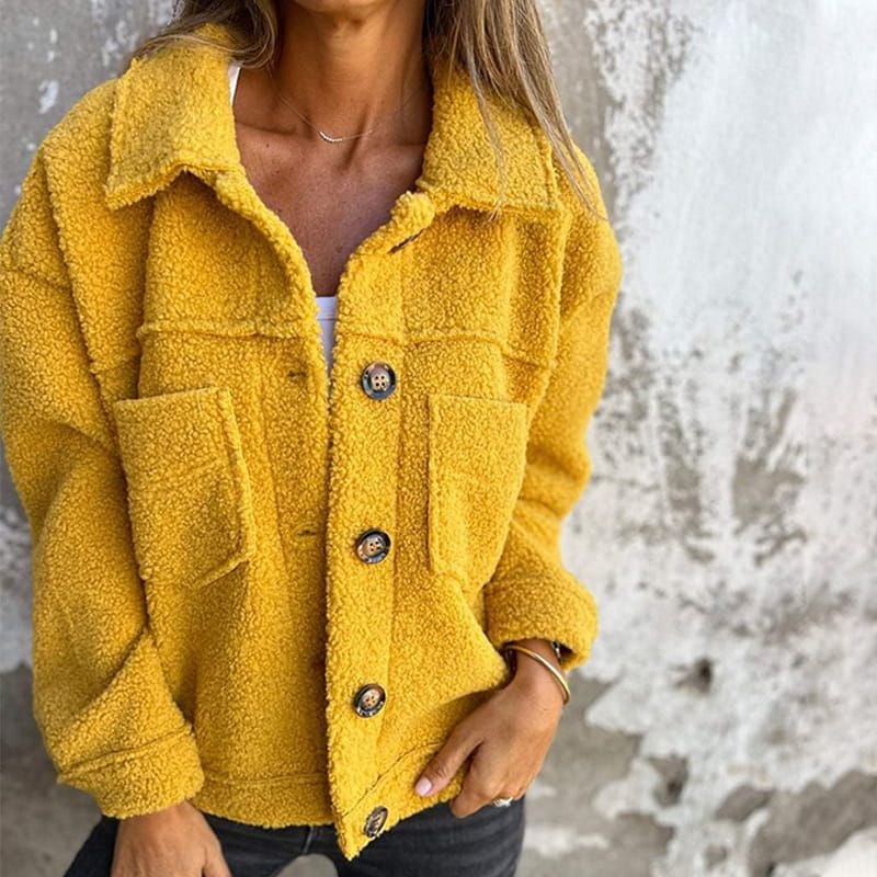 Marian | Chaqueta de borreguito de moda para otoño con botones para mujer