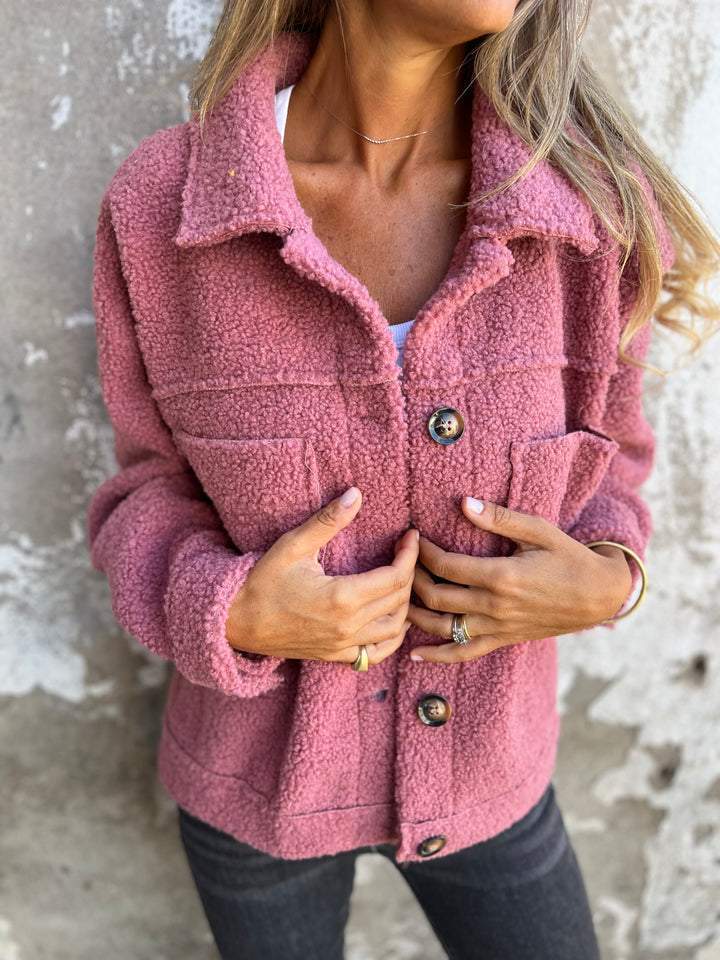 Marian | Chaqueta de borreguito de moda para otoño con botones para mujer