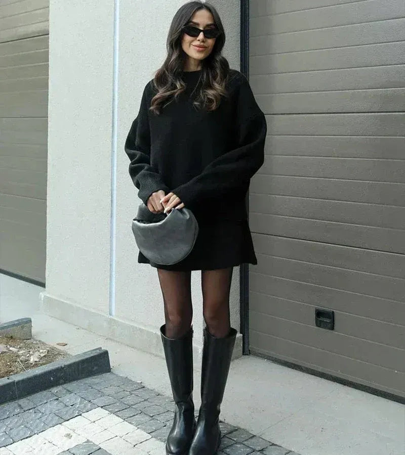 Vera - Conjunto de punto oversize con minifalda