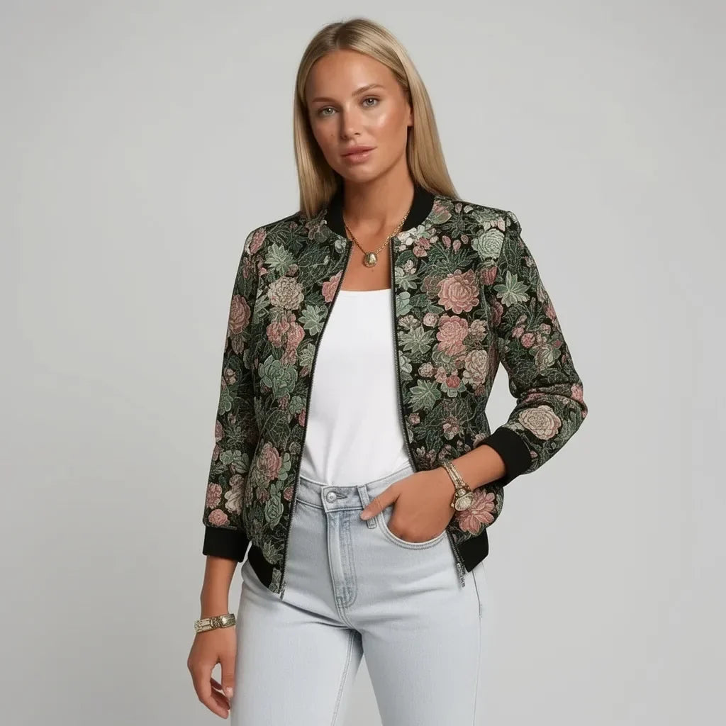 Stefanie | Chaqueta bomber informal bordada para mujer