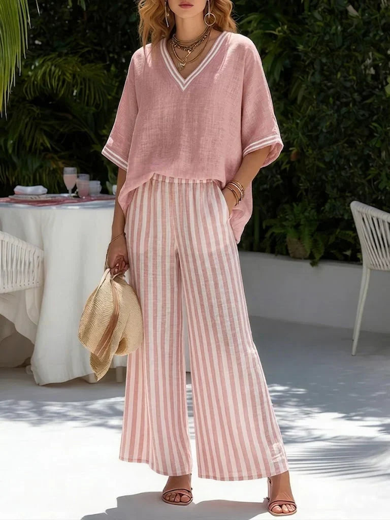 Amalia - Conjunto de rayas elegante y casual