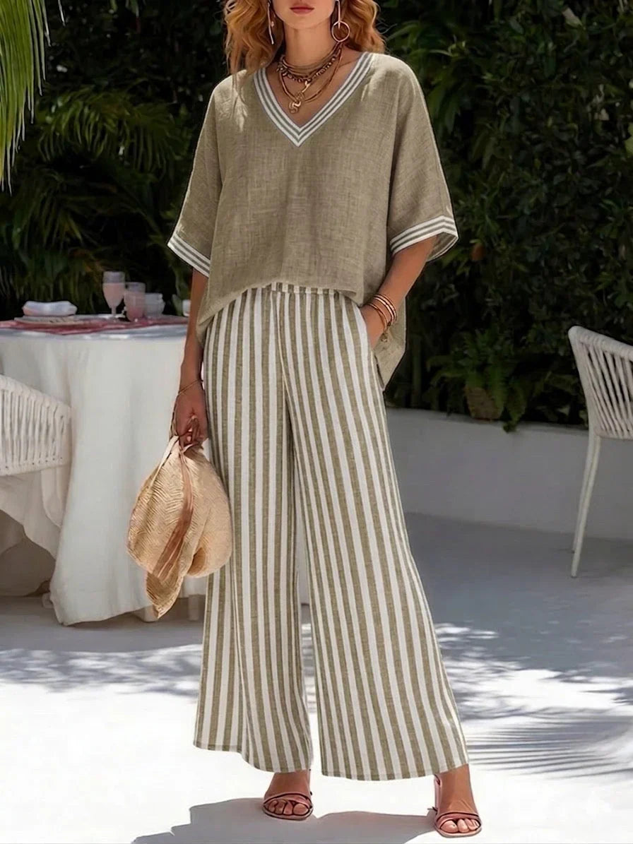 Amalia - Conjunto de rayas elegante y casual