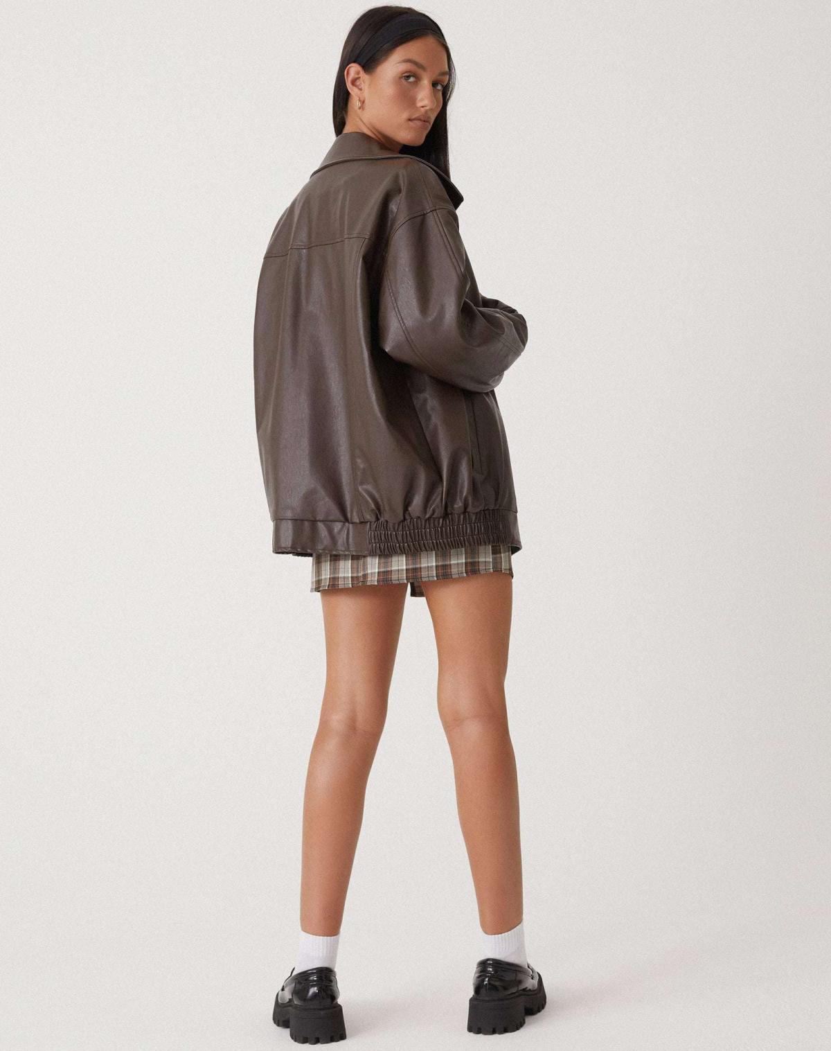 Vera | Chaqueta holgada de cuero vegano de estilo vintage para mujer